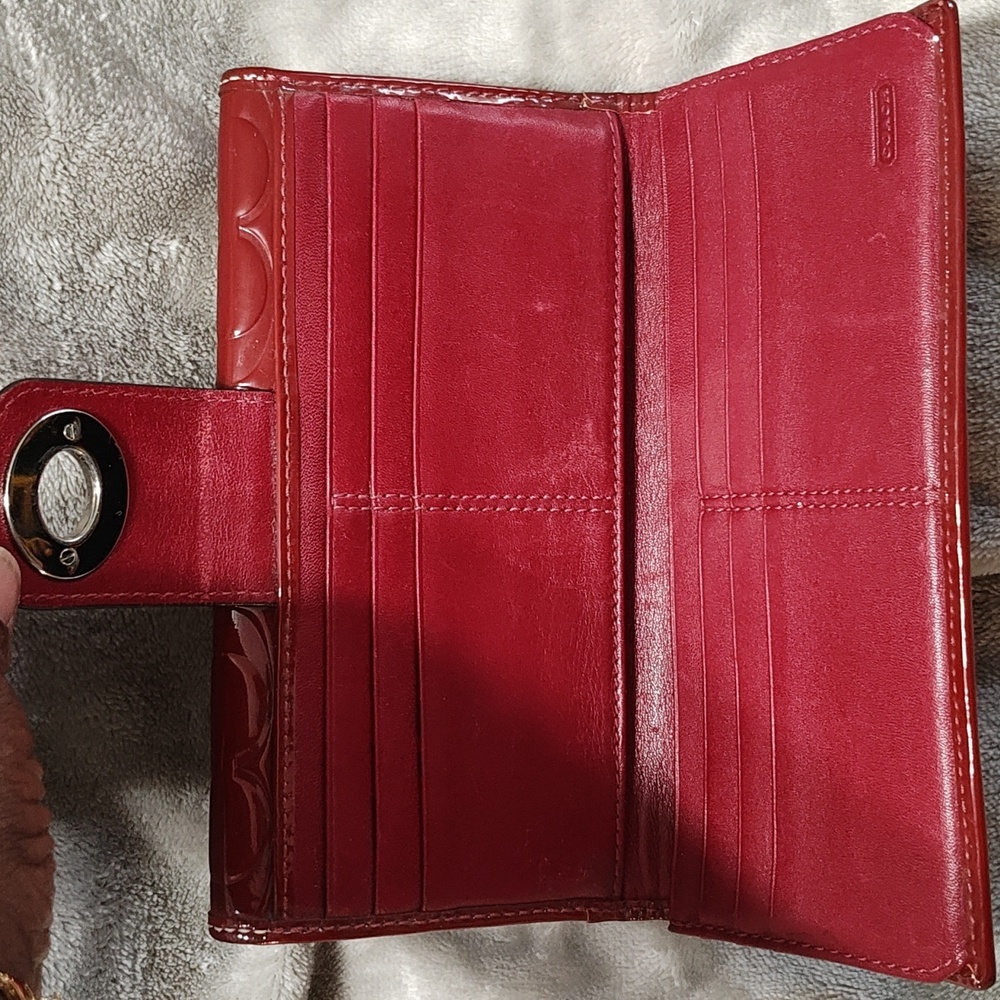 Coach Red Embossed Wallet - image 6